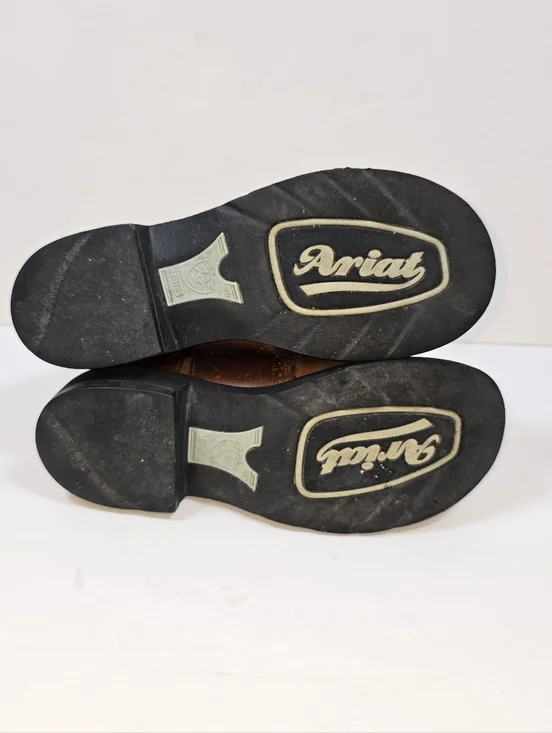 Ariat Fatbaby Brown Leather Chunky Embroidered Western Cowboy Boots Women's 7.5 - Picture 11 of 12